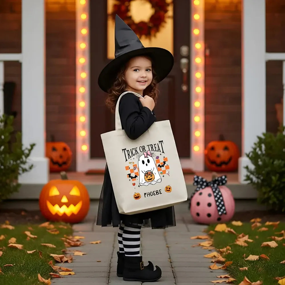 Custom Kids Trick or Treat Bag | Ghost Halloween Candy Bag