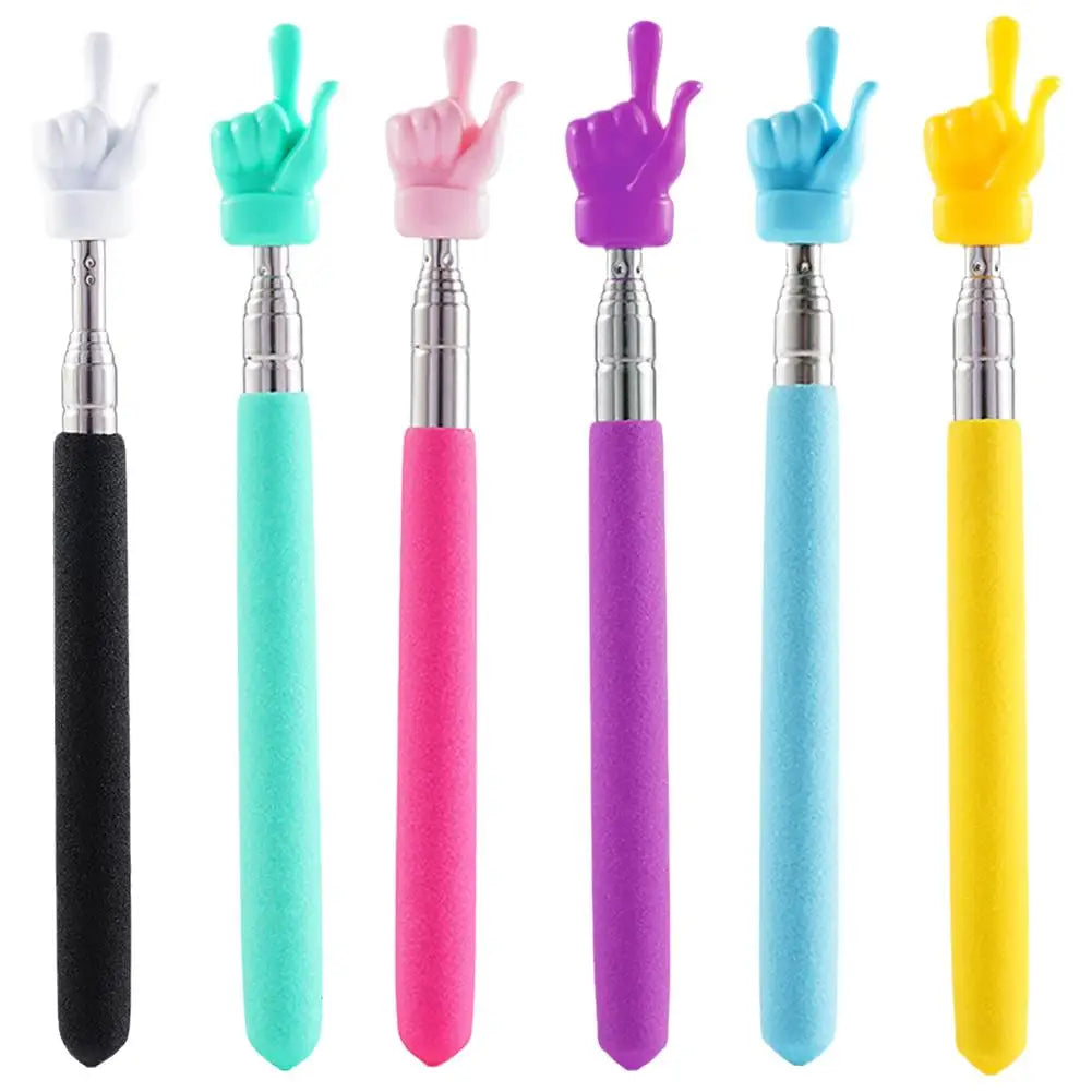 Colorful Finger Design Retractable Teacher Pointer Anti-slip Handle Teaching Guide Pointer Teaching Stick Whiteboard Pointer Peaceful Pleasures Health and Wellness