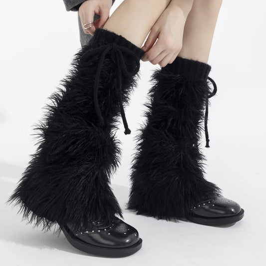 Autumn Winter Thickened Cold Resistant Adorable Subculture JK Fashionable Trendy Fur Lined Sock Boots Warm Sock Sleeves Fashion Peaceful Pleasures Health and Wellness