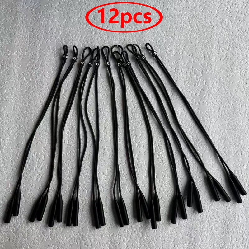 12pcs/24pcs Sports Eyewear Retainer Candy Color Silicone Sunglasses Women Eyeglasses Straps Adjustable Glasses Elastic Holder Peaceful Pleasures Health and Wellness 12pcs z02 black