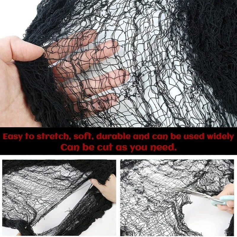 Halloween Black Gauze Fabric | Haunted House DIY Decoration