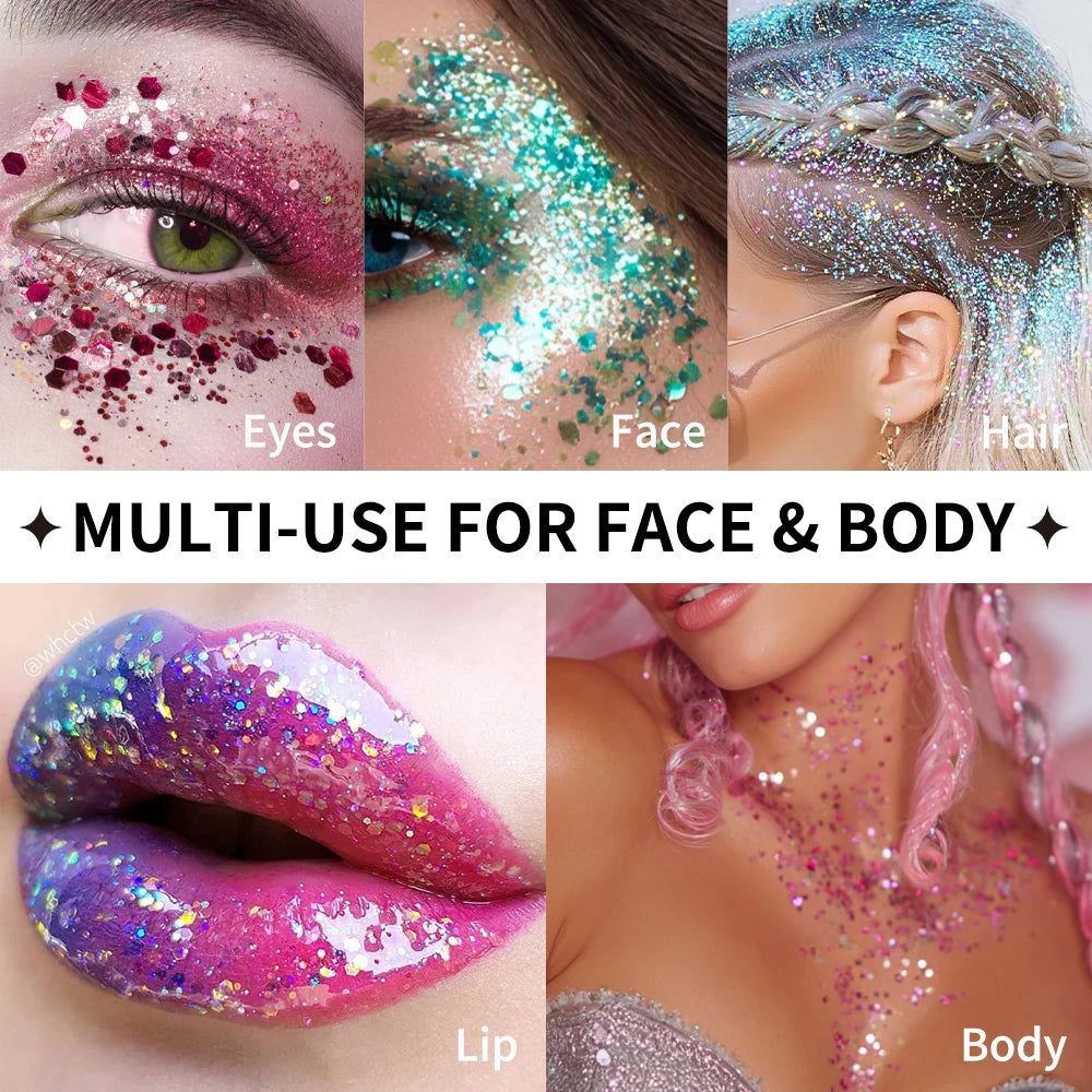Sparkling Sequins Glitter Gel Stick, High Gloss Shine Pearl White Pink Eyeshadow, Face & Body Brighten Glitter, Long Lasting Sta Peaceful Pleasures Health and Wellness