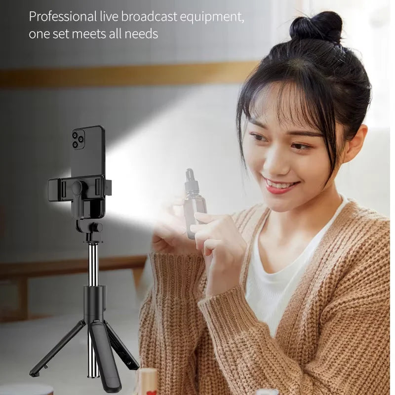Selfie Stick Tripod with Light & Wireless Remote, Portable Bluetooth Retractable 70CM Phone Holder for Travel Vlog. Peaceful Pleasures Health and Wellness