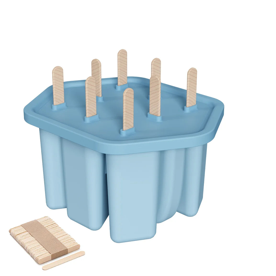 8 Holes Popsicle Molds Silicone Ice Pop Mold Popsicle Mold Reusable Easy Release Ice Pop Make Ice Mold Peaceful Pleasures Health and Wellness Blue