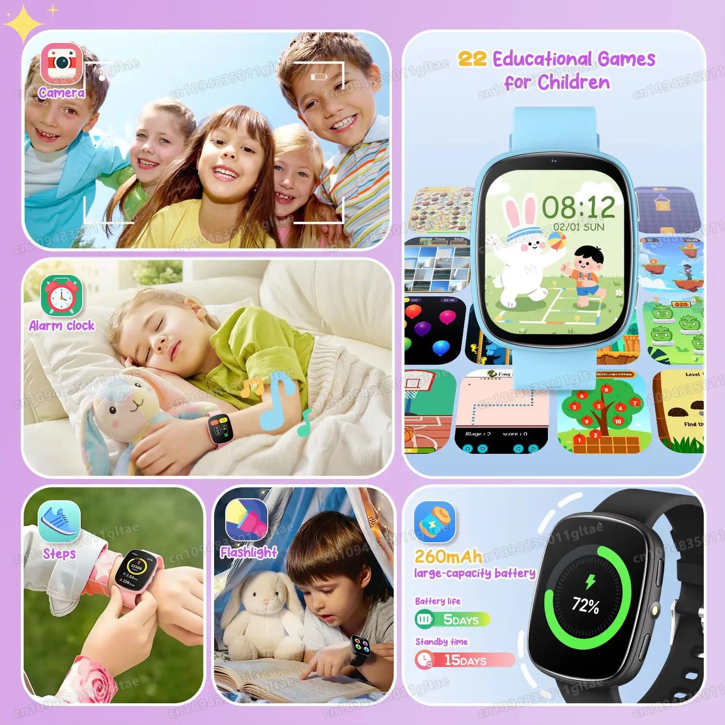 2026 Kids Games Smartwatch 1.83''HD Screen Camera 22 Interesting Games Sleep Monitor Alarm Clock Calculator Children Watch Gifts Peaceful Pleasures Health and Wellness