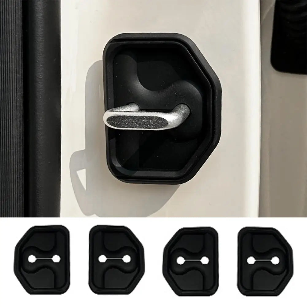 4Pcs Silicone Car Door Lock Cover Pad Anti Vibration Shock Absorber Door Lock Buckle Protector Anti-Collision Soundproof Damper Peaceful Pleasures Health and Wellness