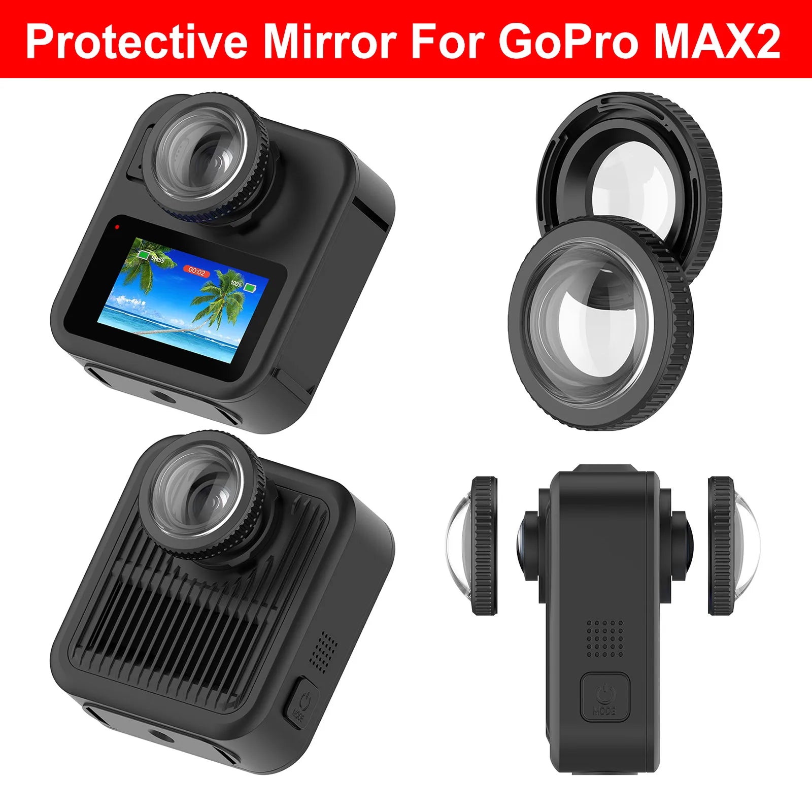 2Pcs Protective Cover for Go Pro MAX 2 Premium Accessorie HD Lens Protector Cover Tempered Glass Dustproof Scratch-Resistant Peaceful Pleasures Health and Wellness