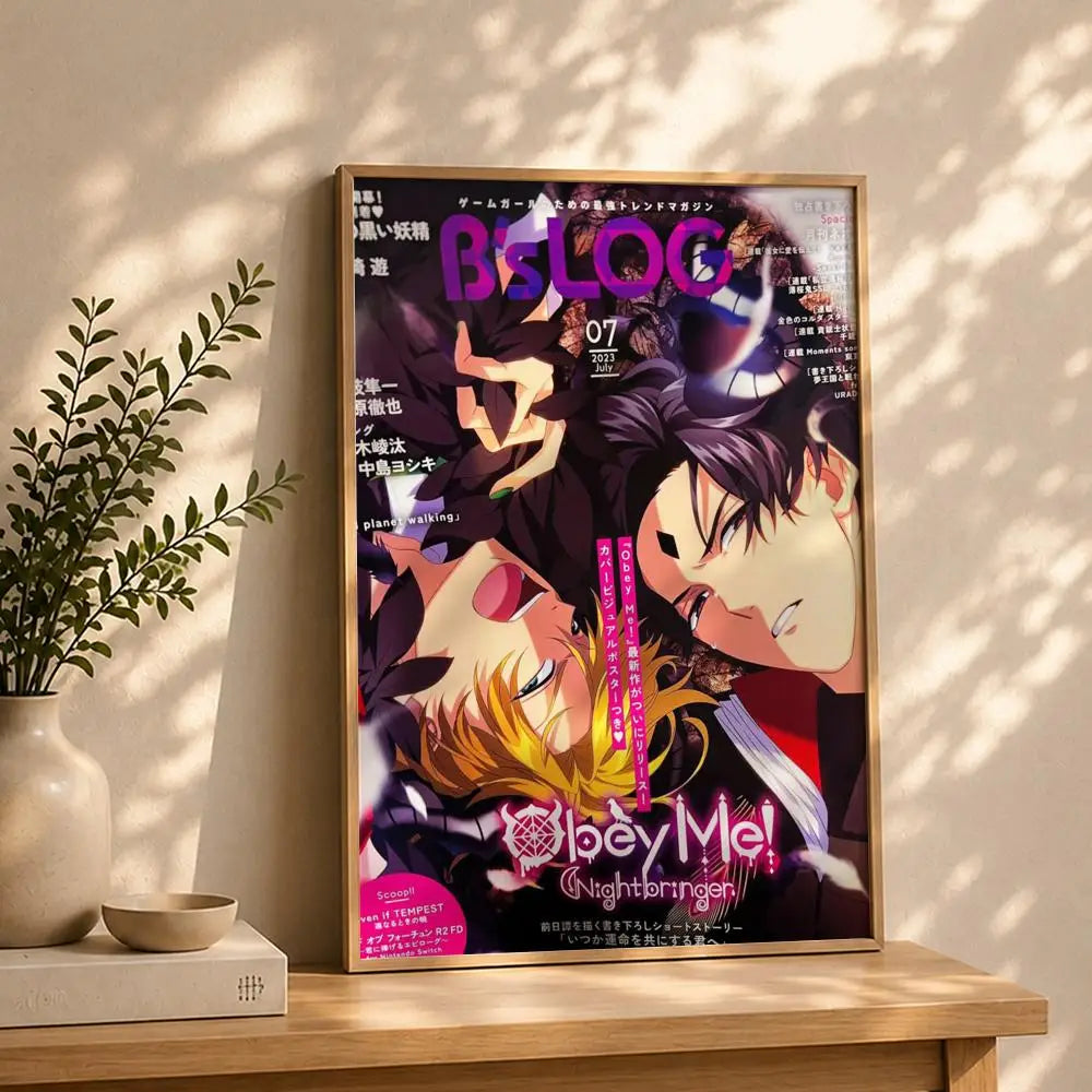Game O-Obey Me!S Poster HD Self Adhesive Waterproof Wall Art Ideal for Home Office Dorm Bedroom Great Gift Peaceful Pleasures Health and Wellness White5 21X30cmNoframe