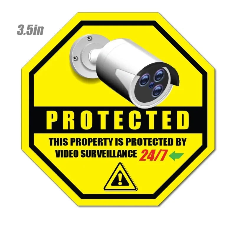 4Pcs 3.5inches Security Camera Surveillance Car Sticker CCTV System Video Protected Notice Decal for Window Wall Peaceful Pleasures Health and Wellness