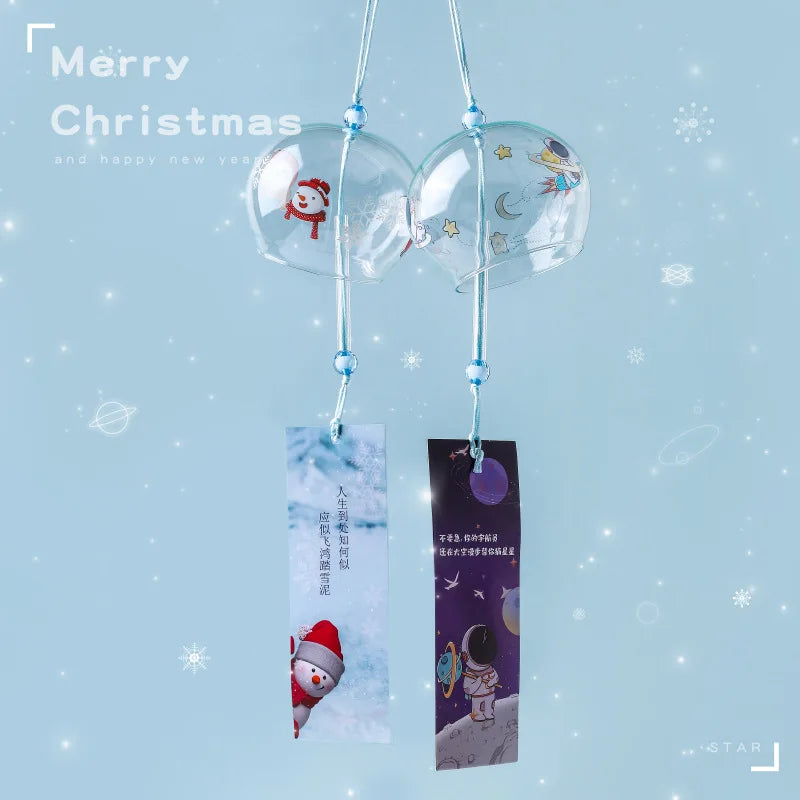 1pcs Japanese Wind Bell Handmade Wind Chimes Glass Furin Home Decors Spa Sakura Kitchen Office Decor Cherry Blossom Pattern Peaceful Pleasures Health and Wellness