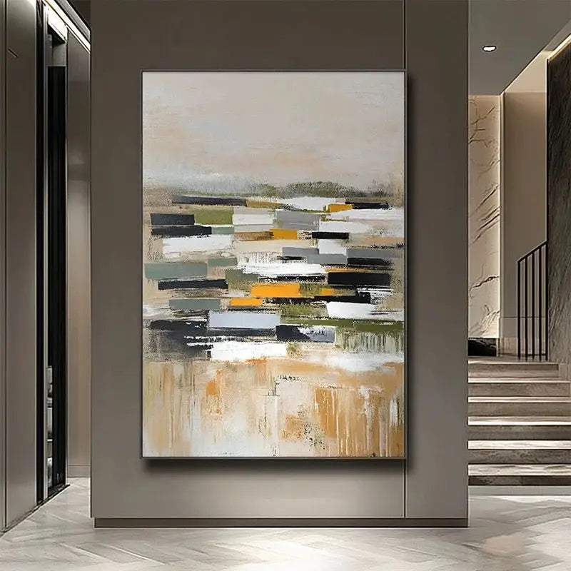 Nordic Abstract Pure Handmade Canvas Oil Painting,Texture Art Wall Picture, Interior Decor,Hanging Picture for Living Room Study Peaceful Pleasures Health and Wellness