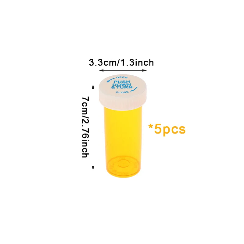 5Pcs Plastic Medicine Pill Bottles With Child Resistant Caps Medicine Containers Travel Pill Vials - 6/8/13/16/20/30/40/60 Dram Peaceful Pleasures Health and Wellness A2