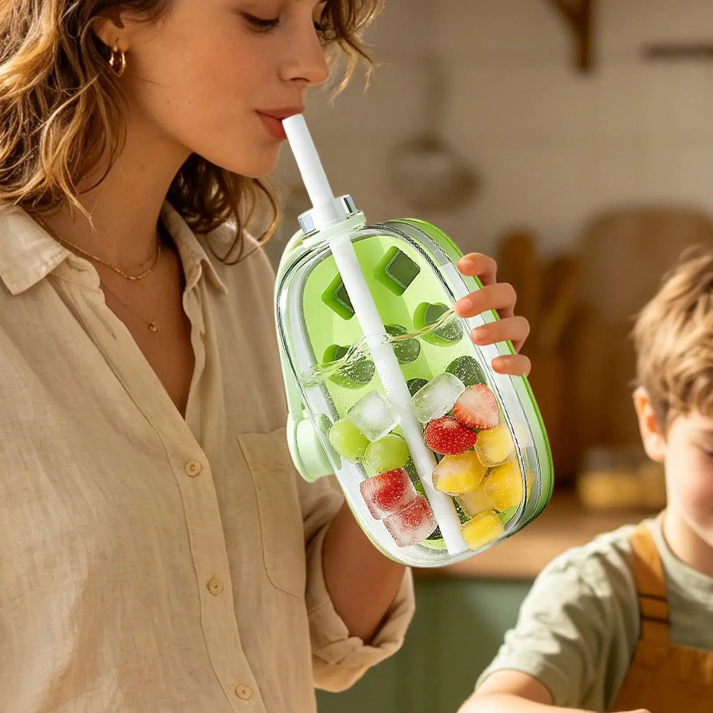 2-in-1 Portable Ice Maker Bottle | Press & Dispense Ice Cubes Ice Maker Bottle Peaceful Pleasures Health and Wellness CN Ivory