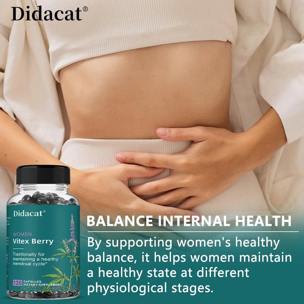 Vitex Berry Extract Capsules, Herbal Nutritional Supplement for Women Menopause, Supports Sleep, Gentle Physical & Emotional Peaceful Pleasures Health and Wellness