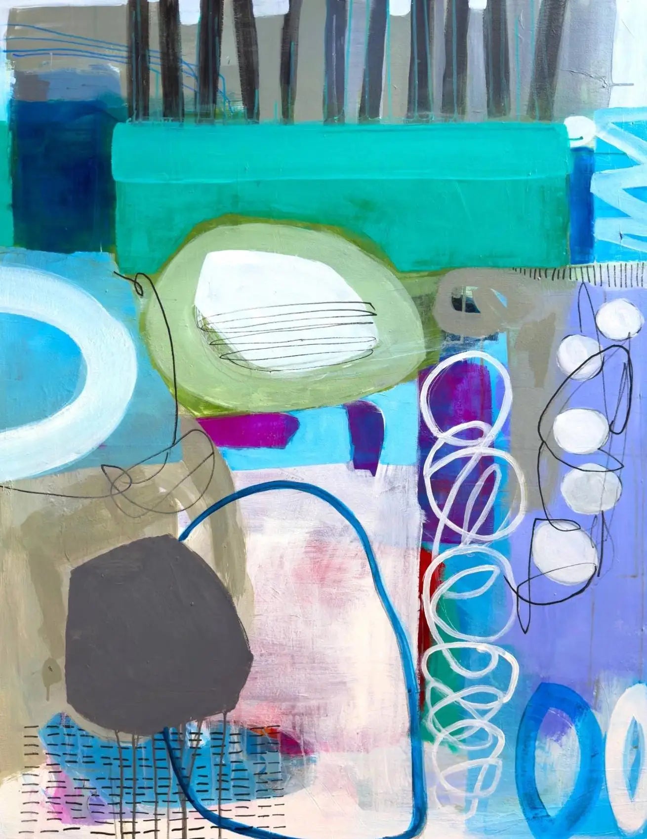 Bold Abstract Blue-Green Purple Pink Vibrant Graffiti Color Block Art Poster Canvas Print Modern Bedroom Gallery Wall Decoration Peaceful Pleasures Health and Wellness 5 20x30cm