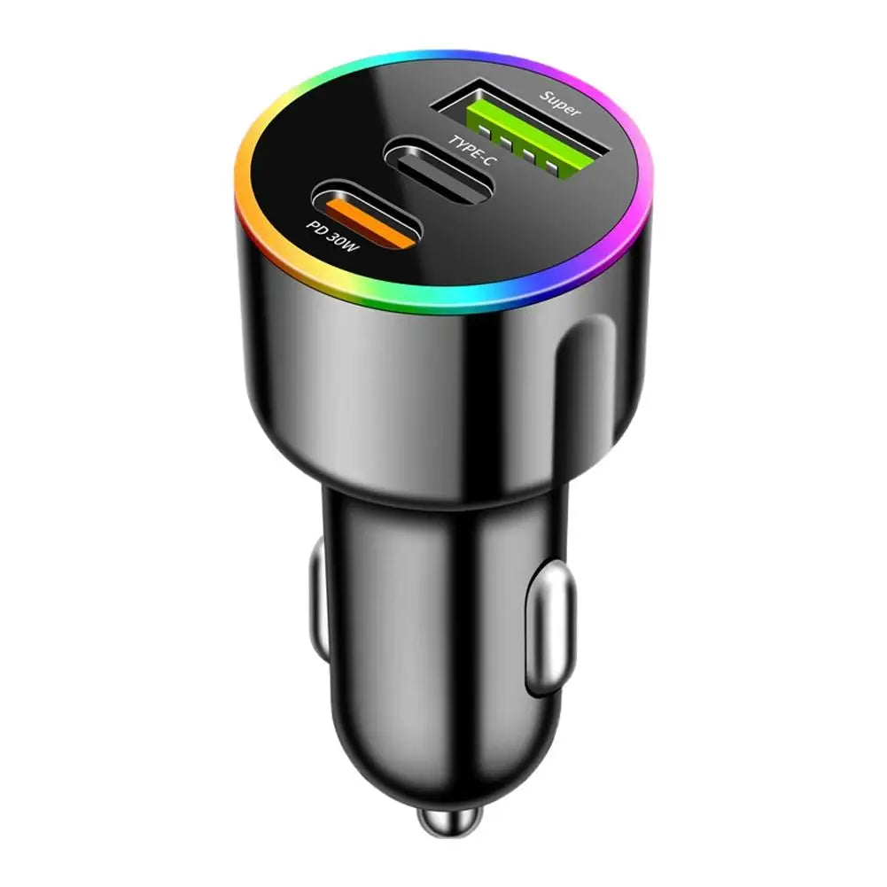 60W Dual USB-C & USB-A Car Charger | PD Fast Charging Adapter