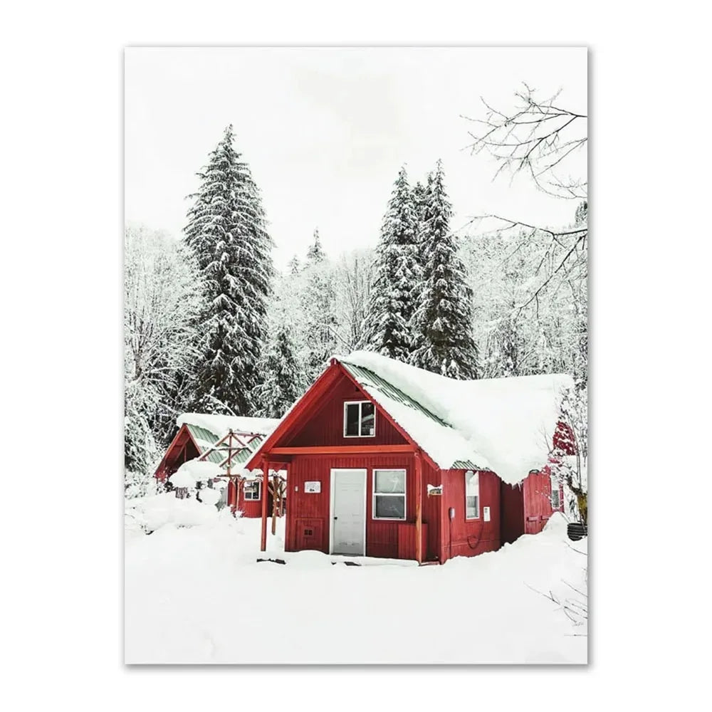 Vintage Christmas Tree Canvas Wall Art | Unframed Holiday Print