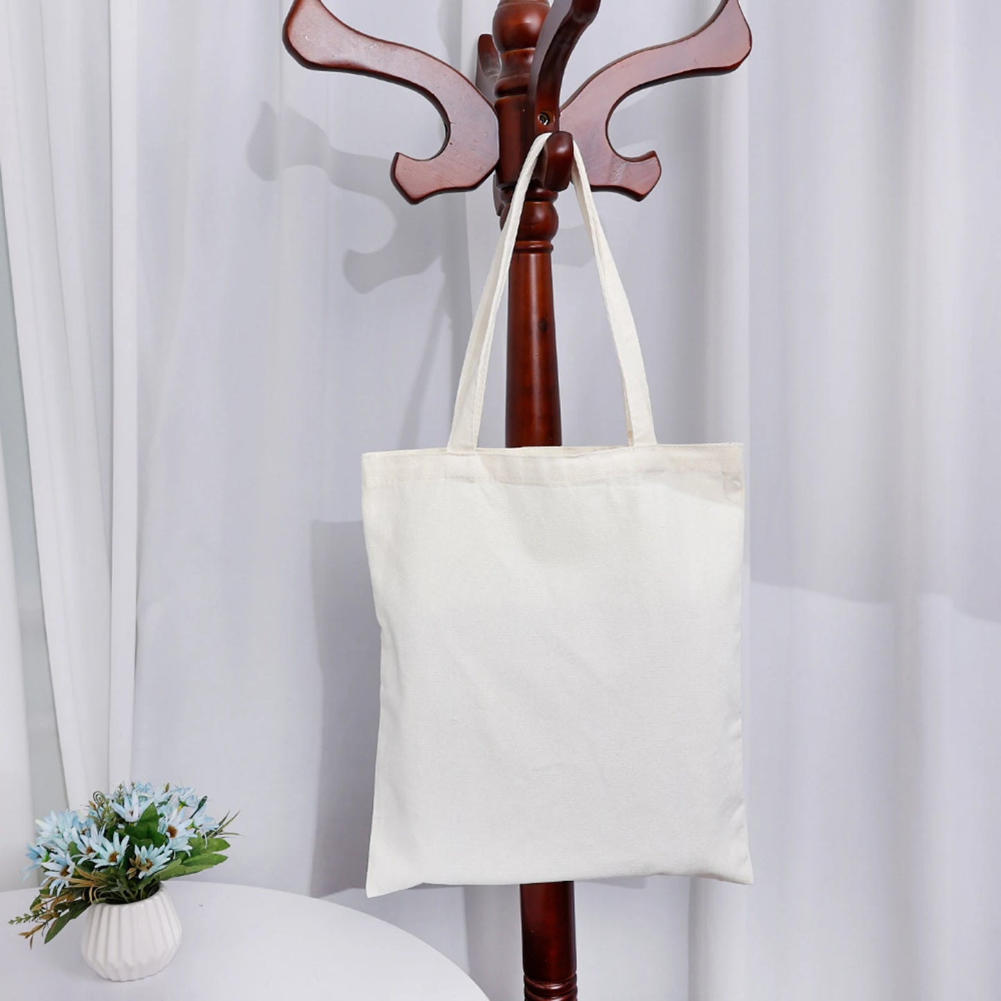 Blank Cotton Canvas Bag Unprinted Plain Tote Bags for DIY Customization Neutral Natural Fabric Pouches Peaceful Pleasures Health and Wellness