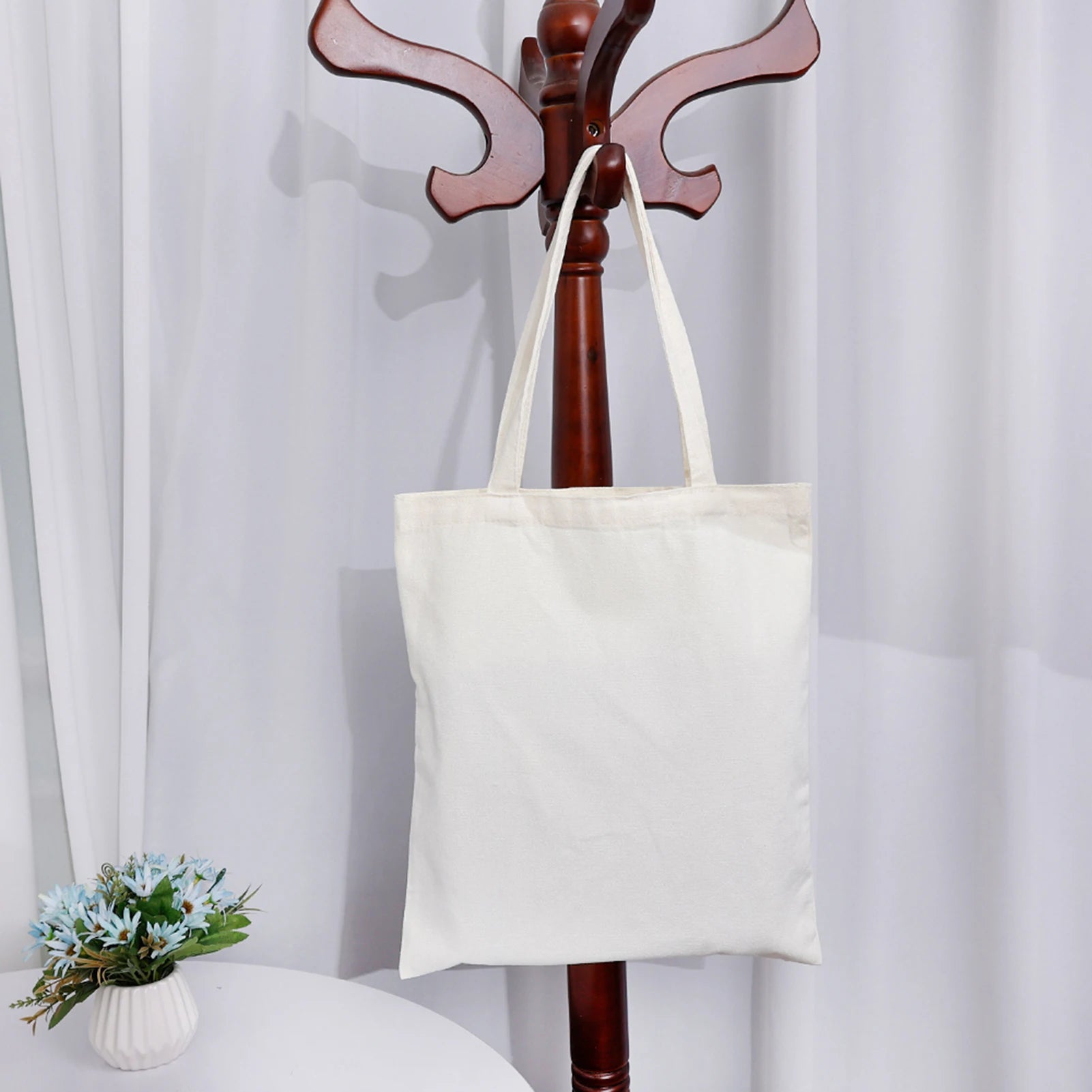 Blank Cotton Canvas Bag Unprinted Plain Tote Bags for DIY Customization Neutral Natural Fabric Pouches Peaceful Pleasures Health and Wellness