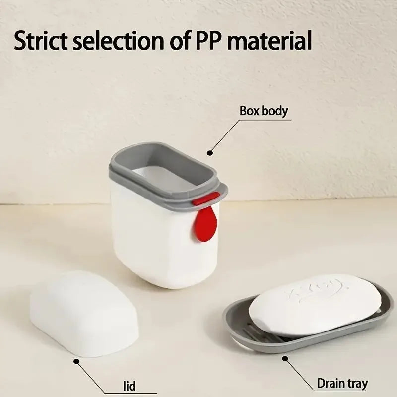 Portable Travel Soap Box with Lid, Drain & Leak-Proof Case