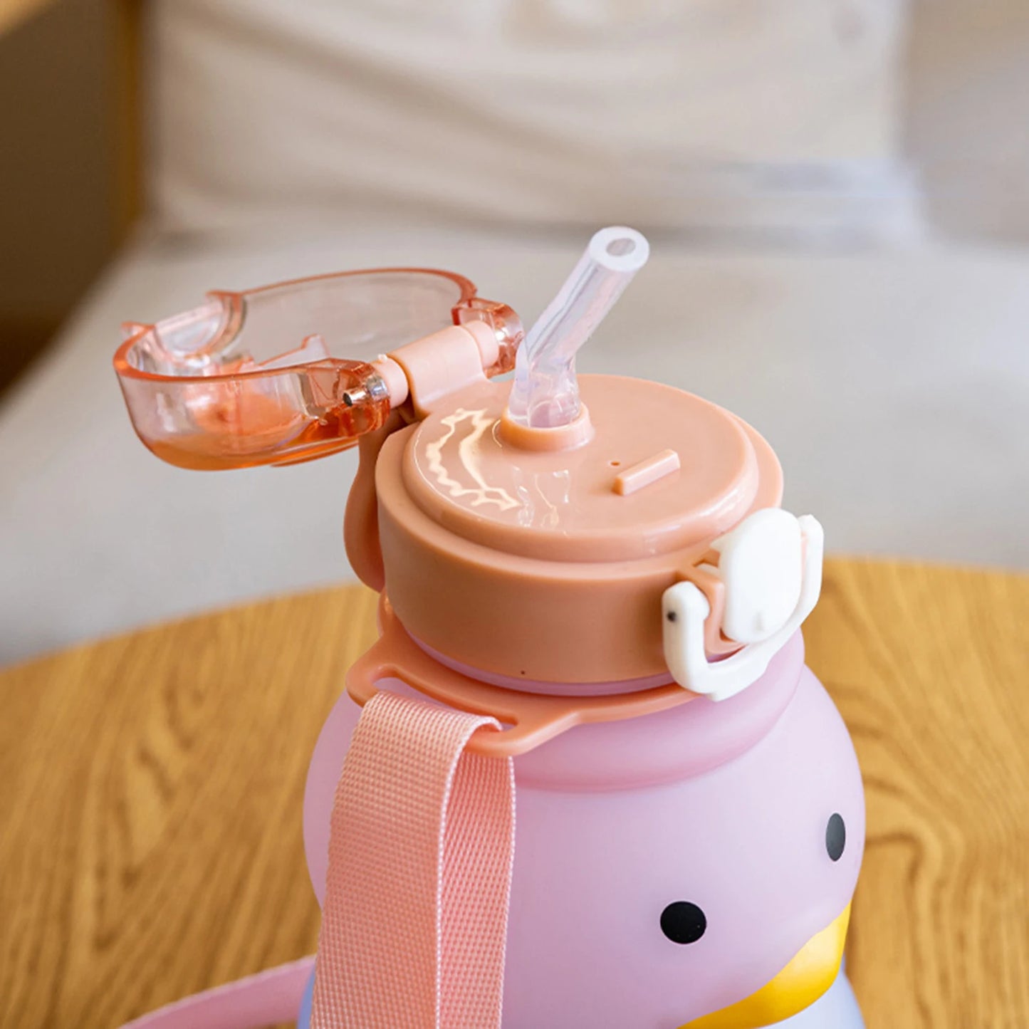 650ml Kawaii Duck Water Bottle with Straw – BPA-Free Leakproof