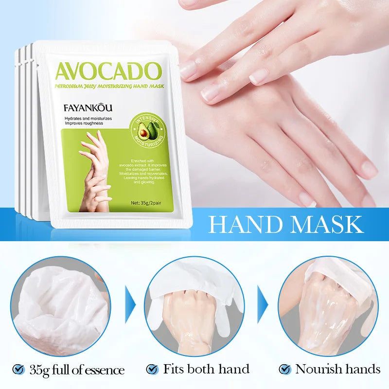 BIOAOUA Avocado Hand Mask – Moisturizing & Anti-Aging (1/3/5 Pairs)