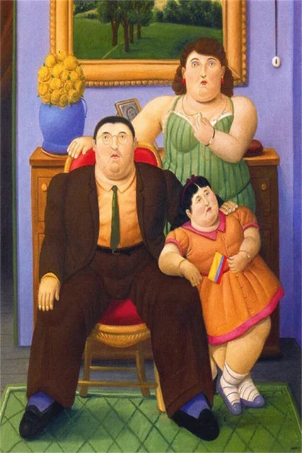 Fernando Botero Famous Oil Painting Fat Couple Dancing Posters Canvas Painting Living Room Wall Mural Picture Decoration Peaceful Pleasures Health and Wellness 7 20x30cm Unframed