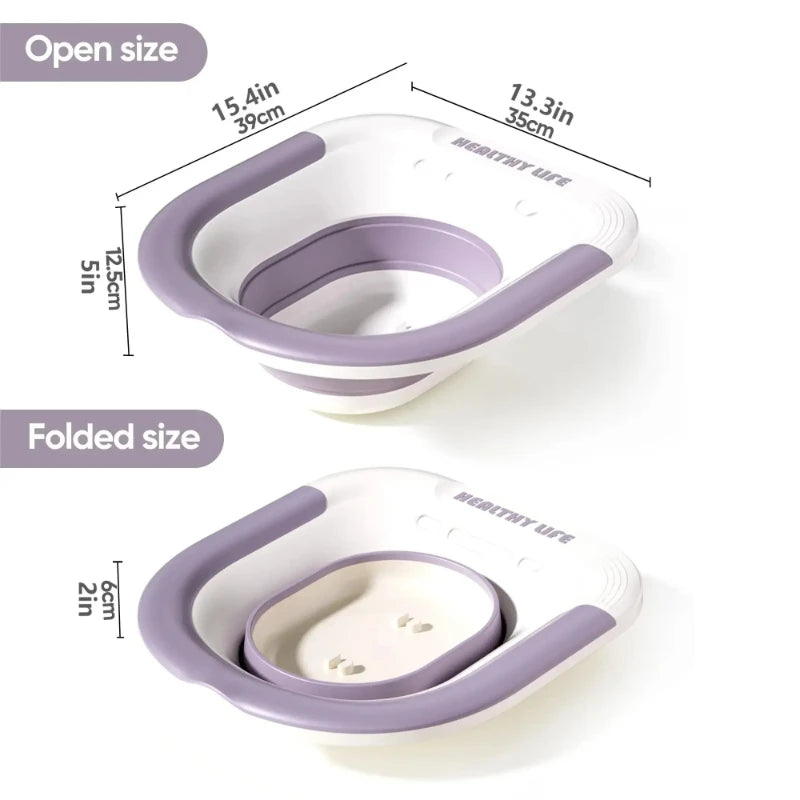 Foldable Ergonomic Sitz Bath Basin Portable Toilet Soaking Seat for Pregnant Women Hemorrhoid Treatment Care Peaceful Pleasures Health and Wellness