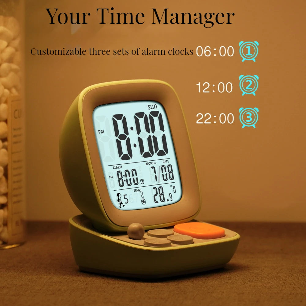 Small Computer Charging Alarm Clock Children's Style Digital Display Small Night Light Simple Student Alarm Clock Peaceful Pleasures Health and Wellness