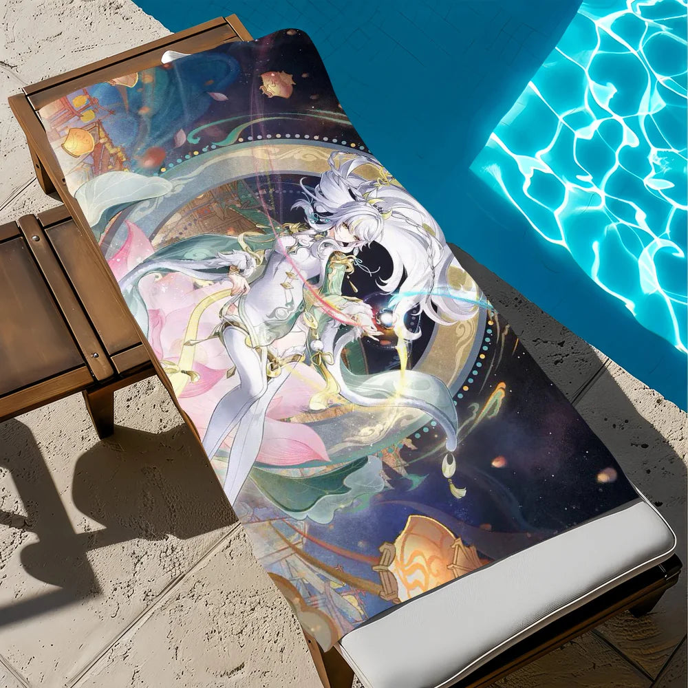 Genshin Impact Zibai Quick-Dry Beach Towel | Multi-Size Quick-Dry Beach Towel Peaceful Pleasures Health and Wellness z8 STJ90x180CM