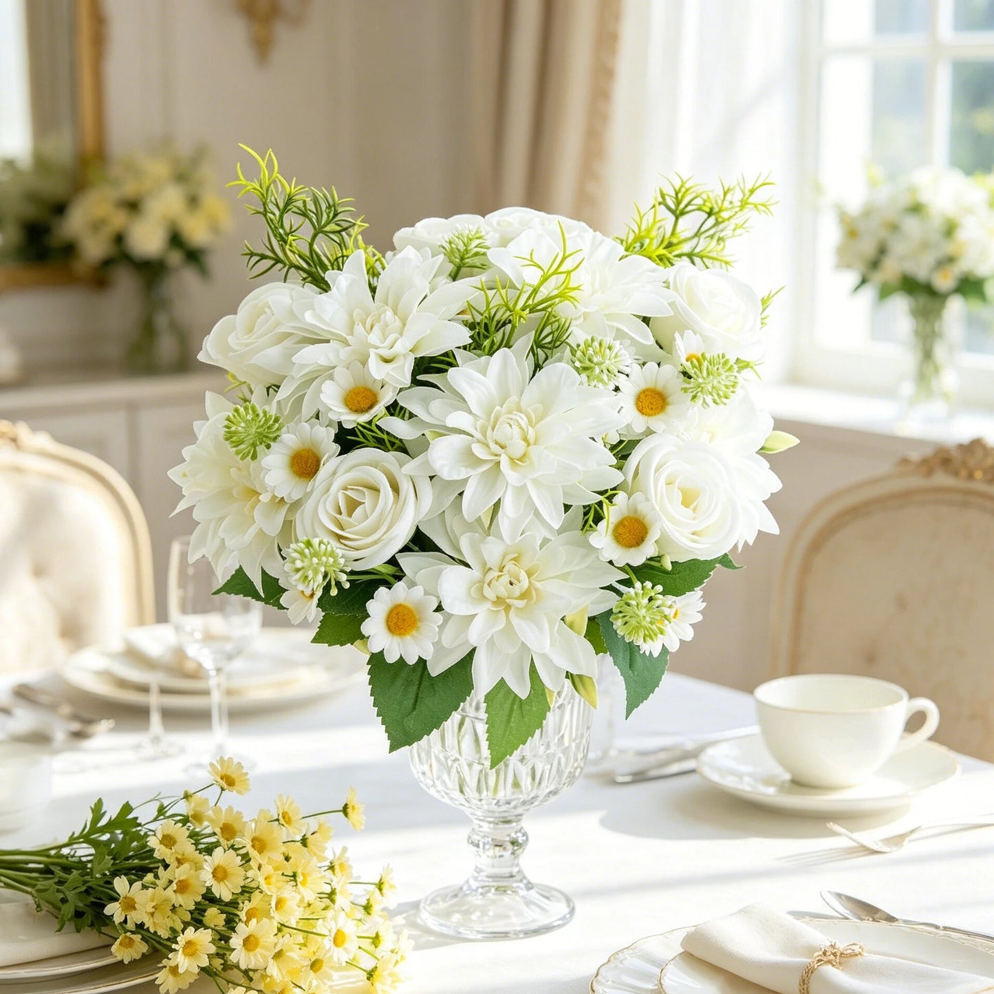 Artificial Silk Dahlia Rose Bouquet | Wedding & Home Decor