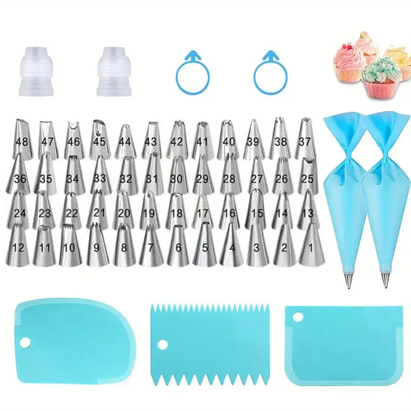 Cake Decorating Set – Silicone Piping Bags & Steel Nozzles
