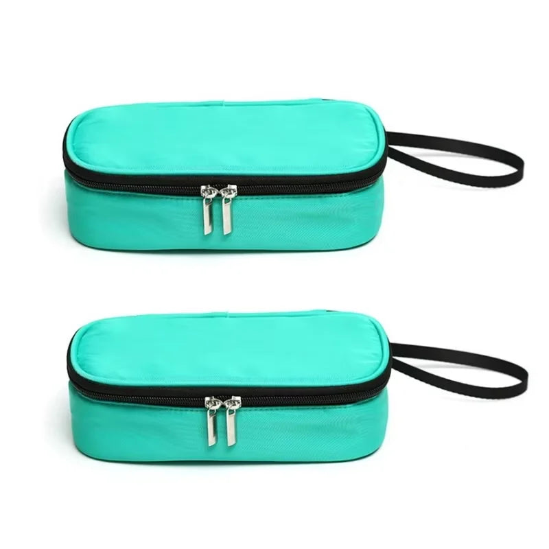 Portable First Aid Kit Insulin Cooling Bag Diabetic Pocket Pill Protector Waterproof Thermal Insulated medical Cooler No Gel Peaceful Pleasures Health and Wellness Green 2pcs