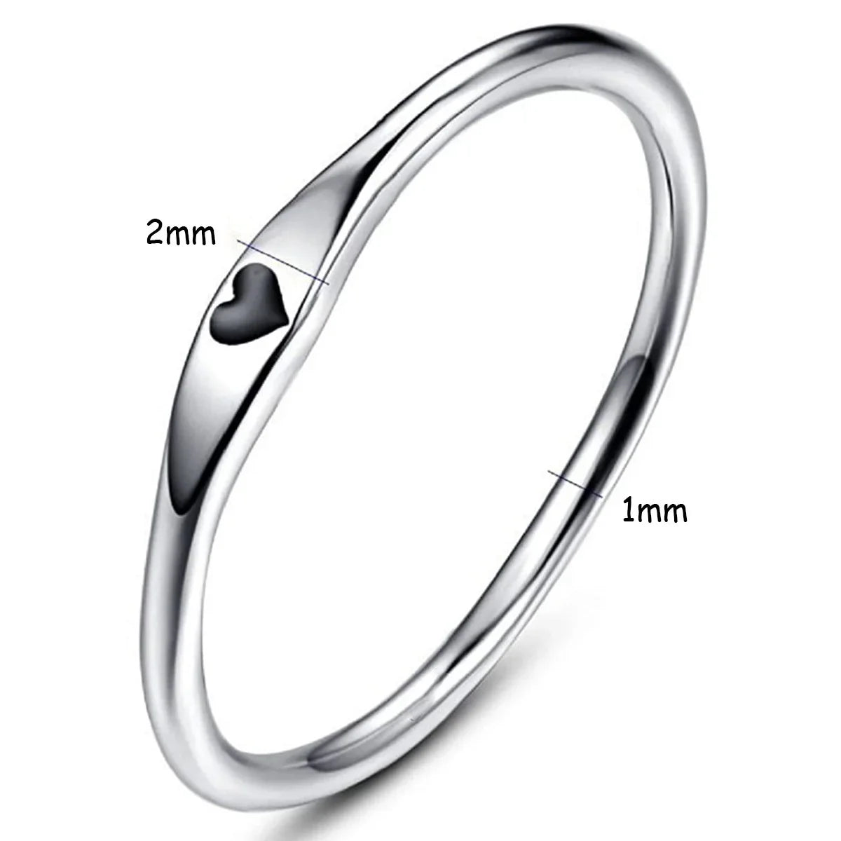 925 Sterling Silver Heart Carved Stackable Promise Ring | Sizes 6–10