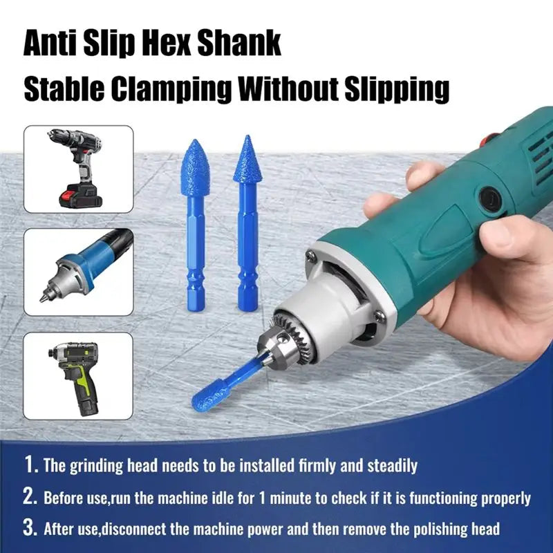 A36T-Diamond Coated Grinding Bits Set For Multi Material Finishing Rust Removal Polishing Hole Repair Mold Processing 7PCS Peaceful Pleasures Health and Wellness