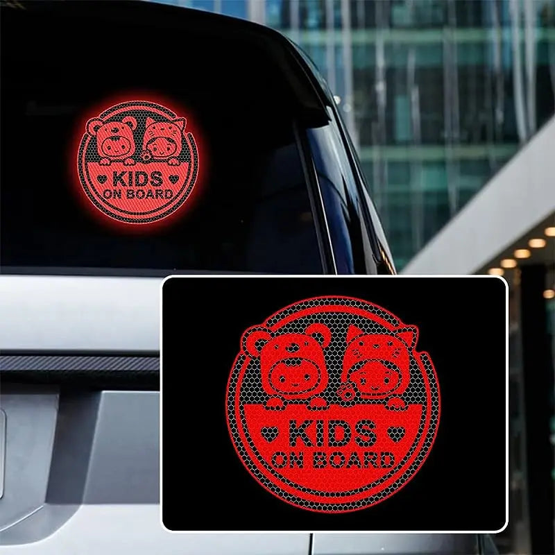 Reflective Kids on Board Car Sticker | Waterproof Safety Decal