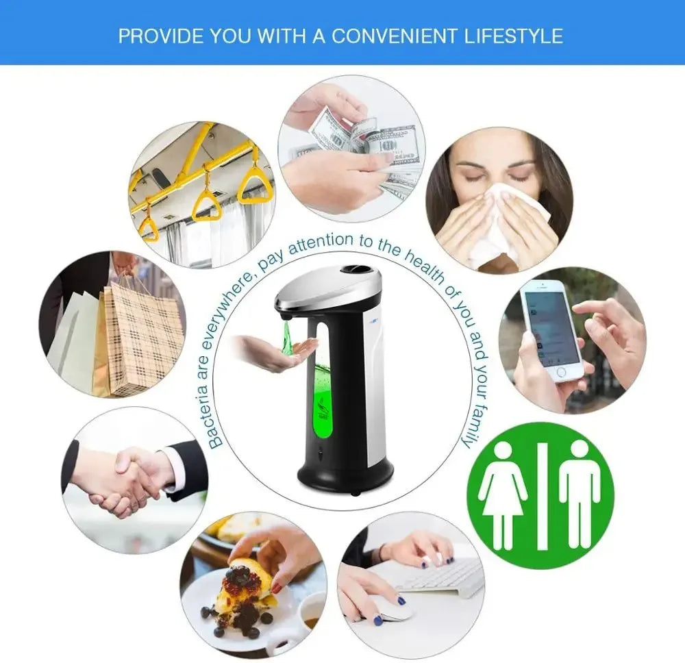 Touchless Automatic Liquid Soap Dispenser 400ml ABS Hands Free Sensor Induction for Bathroom Kitchen Sink Accessories Peaceful Pleasures Health and Wellness