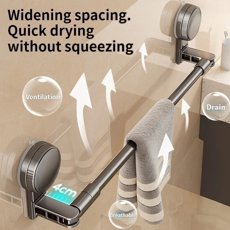 Extendable Suction Cup Towel Bar & Hook | Kitchen Bathroom
