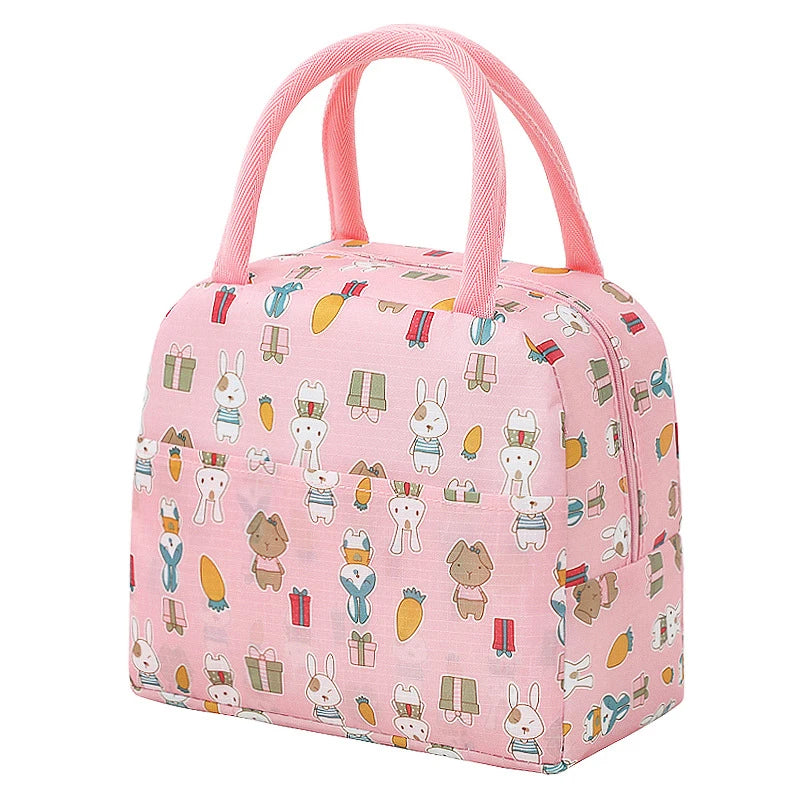 1PC Portable Lunch Bags Thermal Insulation Lunch Box Storage Bag Children's School Lunch Box Bag Picnic Storage Large Capacity Peaceful Pleasures Health and Wellness Pink
