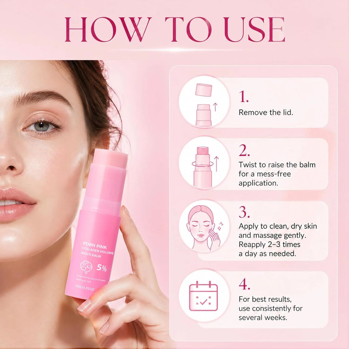 PDRN Pink Collagen Hydrating Balm Stick – Face, Lips & Eyes