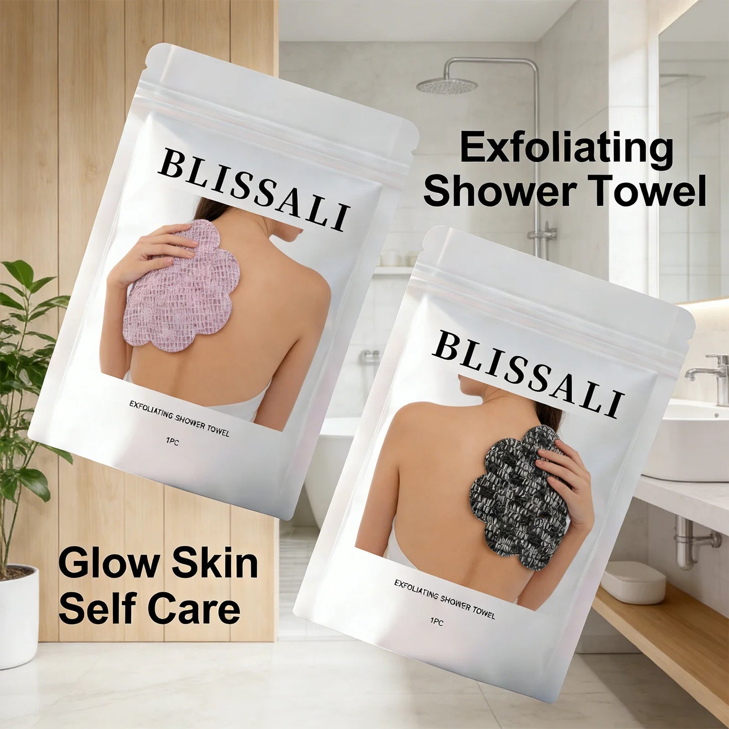 Dual-Sided Exfoliating Bath Towel – Body & Back Scrubber