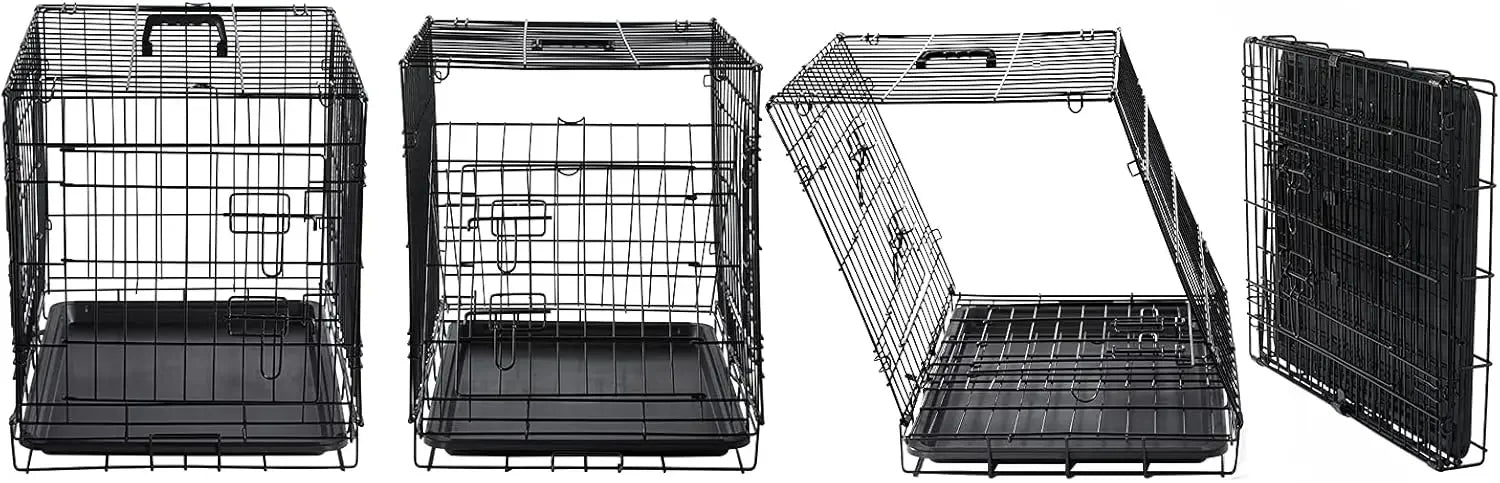Collapsible Double Door Dog Crate for Small Medium Dogs, Indoor Kennel with Removable Tray and Cover (Brown, 30x19x21 Inches) Peaceful Pleasures Health and Wellness