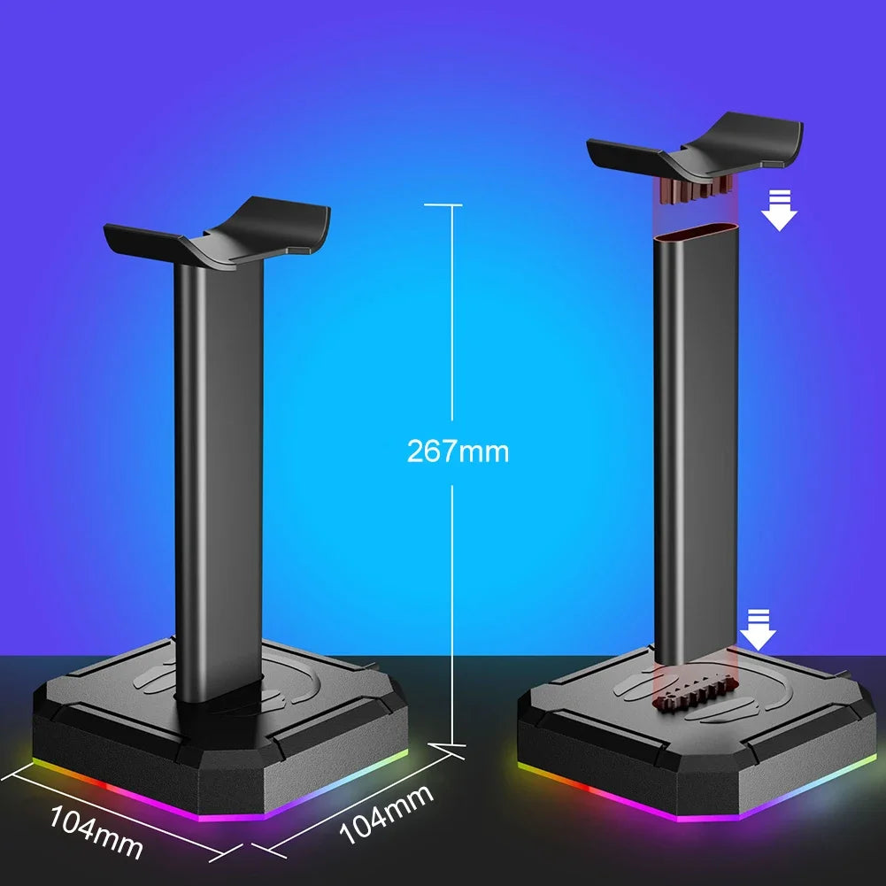 Aluminuim Alloy Universal Gamer Headset Hanger Detachable Design RGB Earphone Holder Desk Display Rack For PUBG Computer Gamer Peaceful Pleasures Health and Wellness