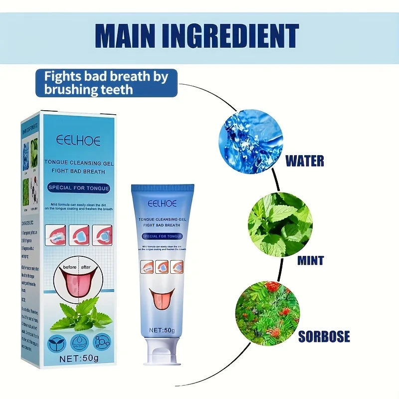 Tongue Cleaning Gel with Brush – Fresh Breath Oral Care 50g
