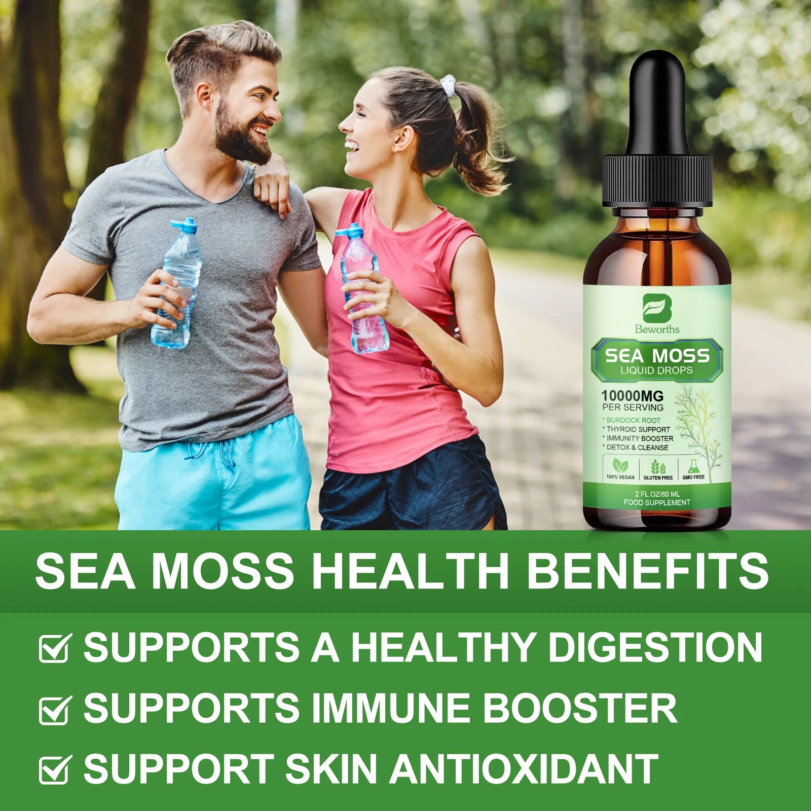Organic Sea Moss Drops with Burdock Root & Spirulina – Gut & Immunity Herbal Supplement Peaceful Pleasures Health and Wellness