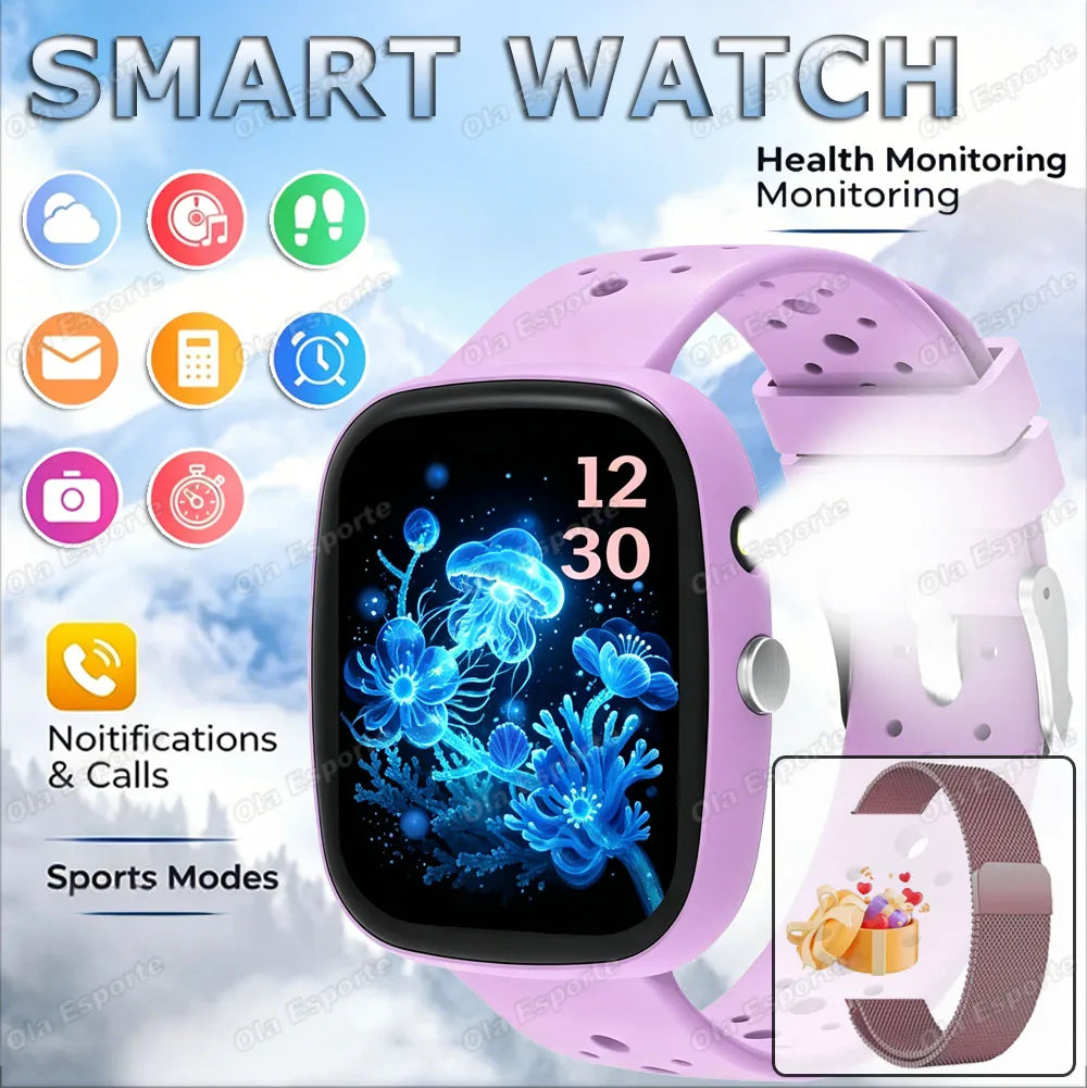 New Game Smart Watch 1.83 Bluetooth Call Sports Mode Music/Camera Control LED Flashlight Long Battery Watch for Android/IOS Gift Peaceful Pleasures Health and Wellness Purple Milan