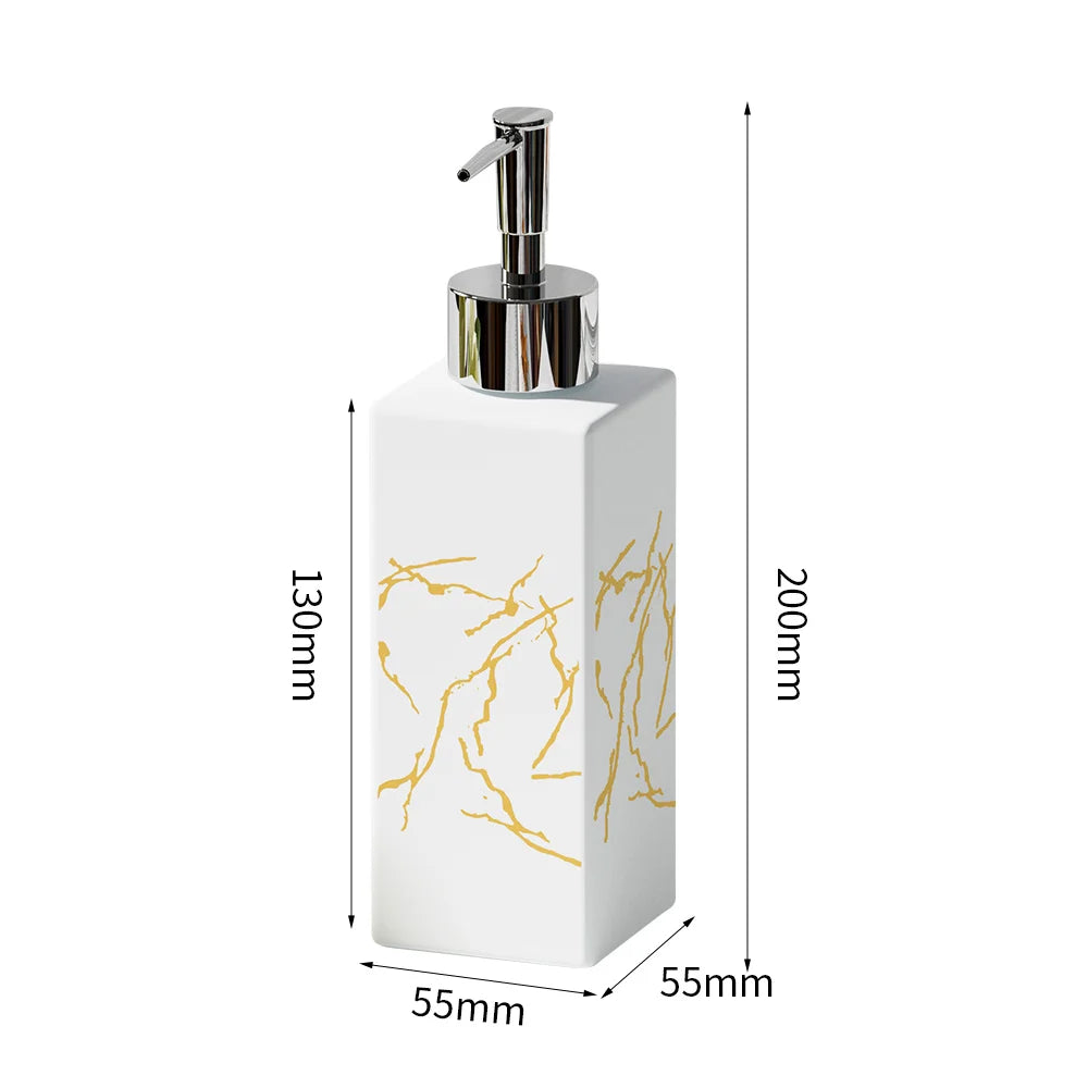 410ml Ceramic Marble Soap Dispenser | Refillable Press Pump