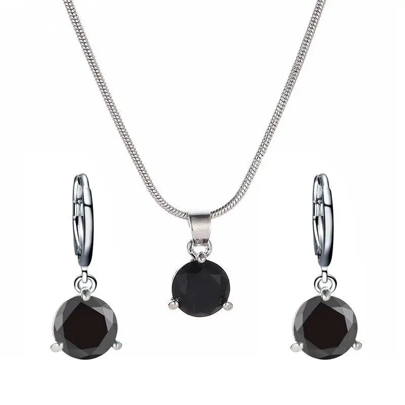 Crystal Zirconia Pendant Necklace & Earrings Set | Gift