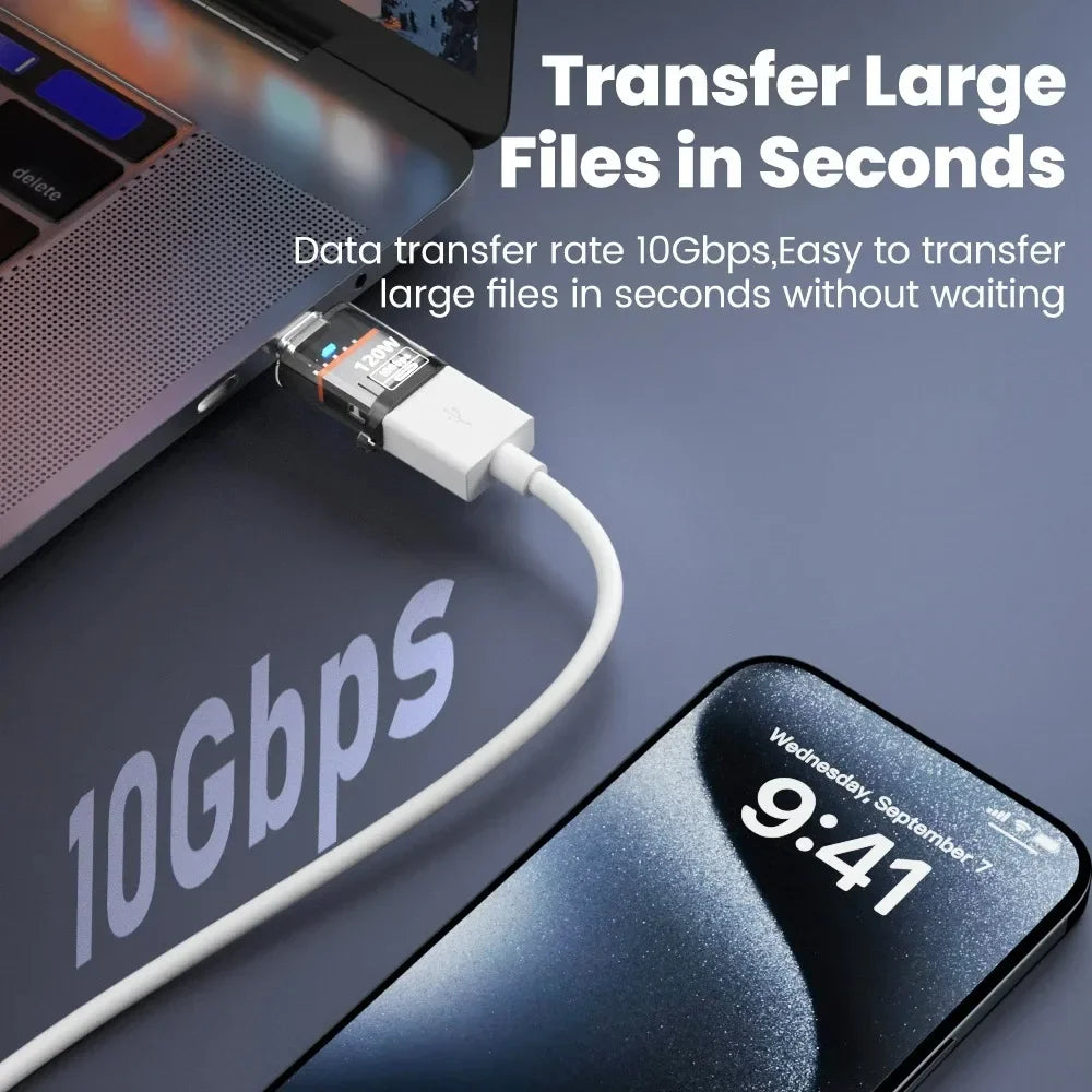 USB-C to USB-A OTG Adapter 120W Fast Charging USB 3.2 10Gbps