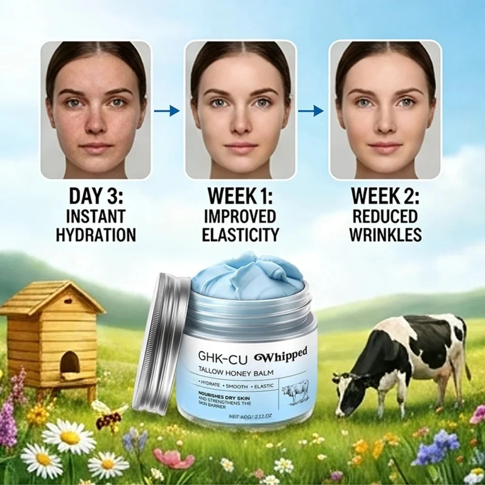 Copper Peptides GHK-Cu Beef Tallow for Skin: Blue Balm Manuka Honey Face and Body Moisturizer for Mature, Dry & Sensitive Skin Peaceful Pleasures Health and Wellness